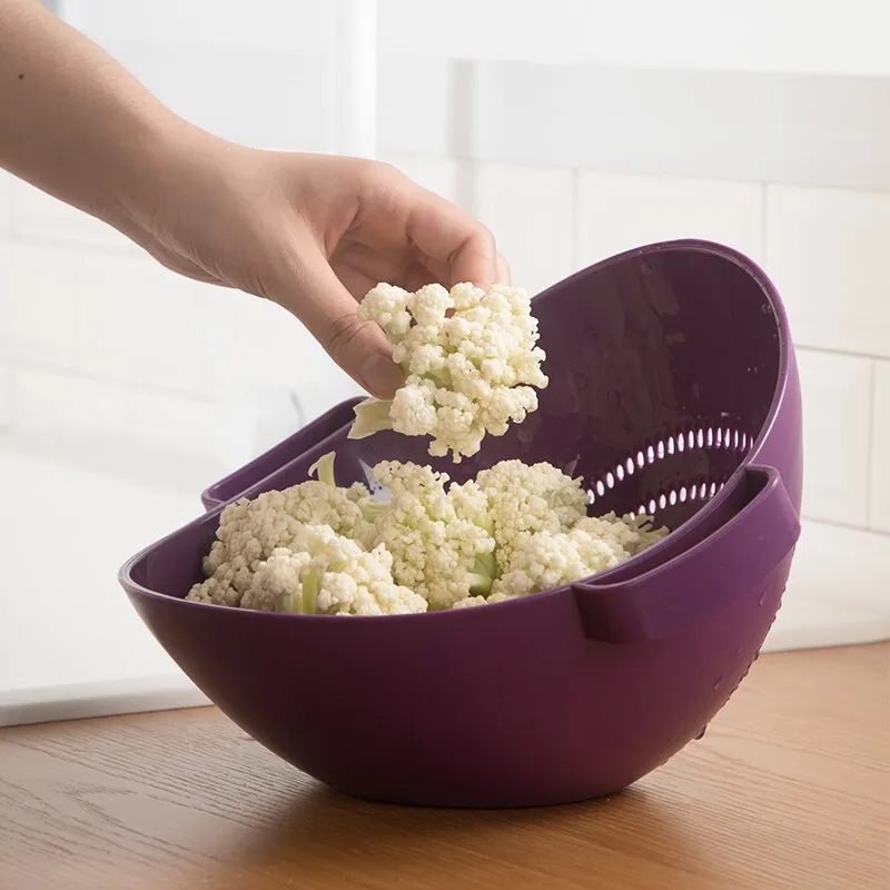 Drenar Cesta para Lavar Bacia de Frutas, Premium Plastic, Solução Vegeta Definitiva para um Kit Limpo e Organizado