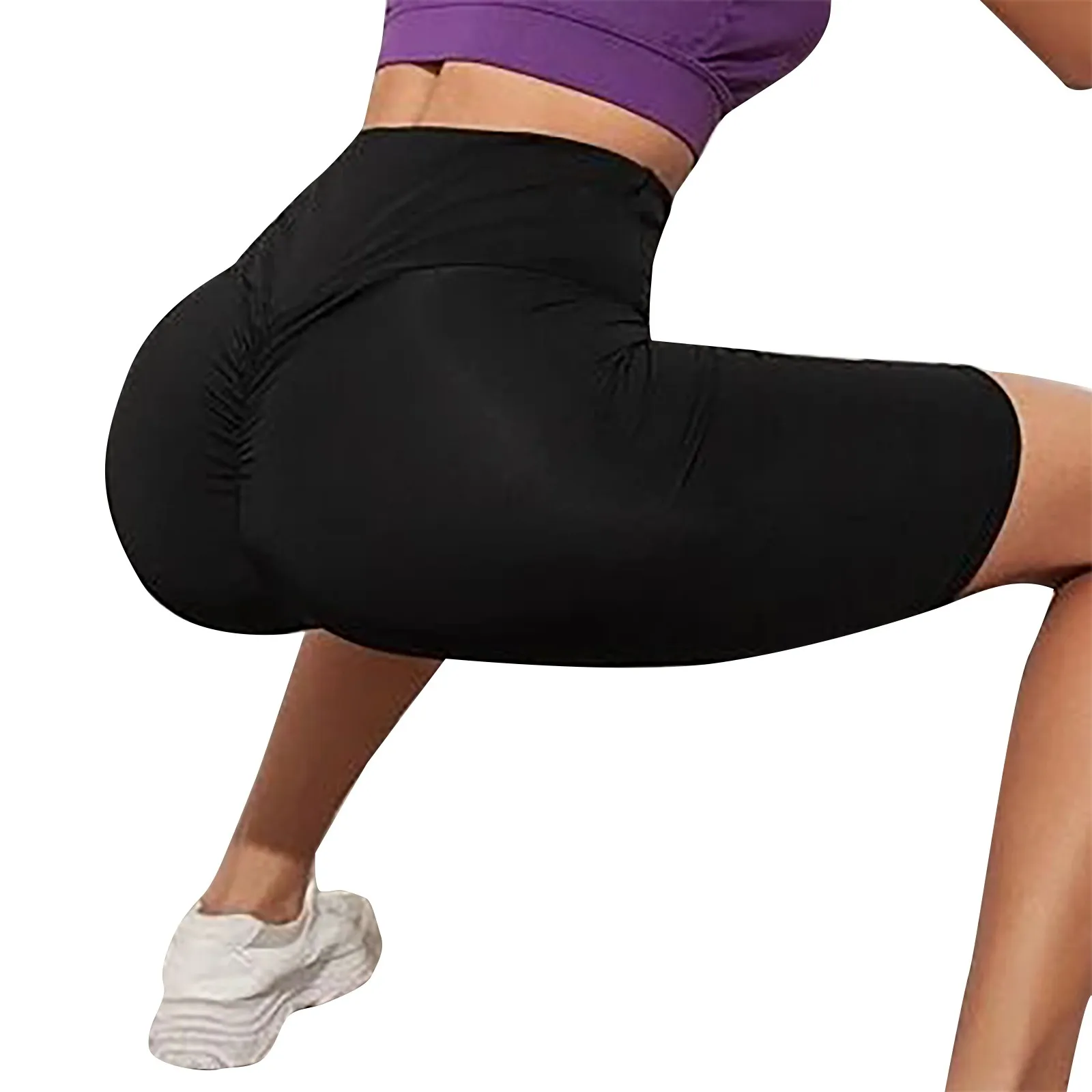 Women\'s Solid Color Hip Lift Short Pants Fashion Fitness High Waisted Sport Running Leggings Yoga Pants Shorts