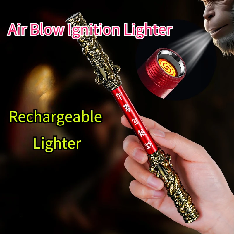 

Golden Cudgel Lighter Blow Tungsten Wire Cigarette Lighters & Smoking Accessories Creative Fire Discount Safe and Rechargeable