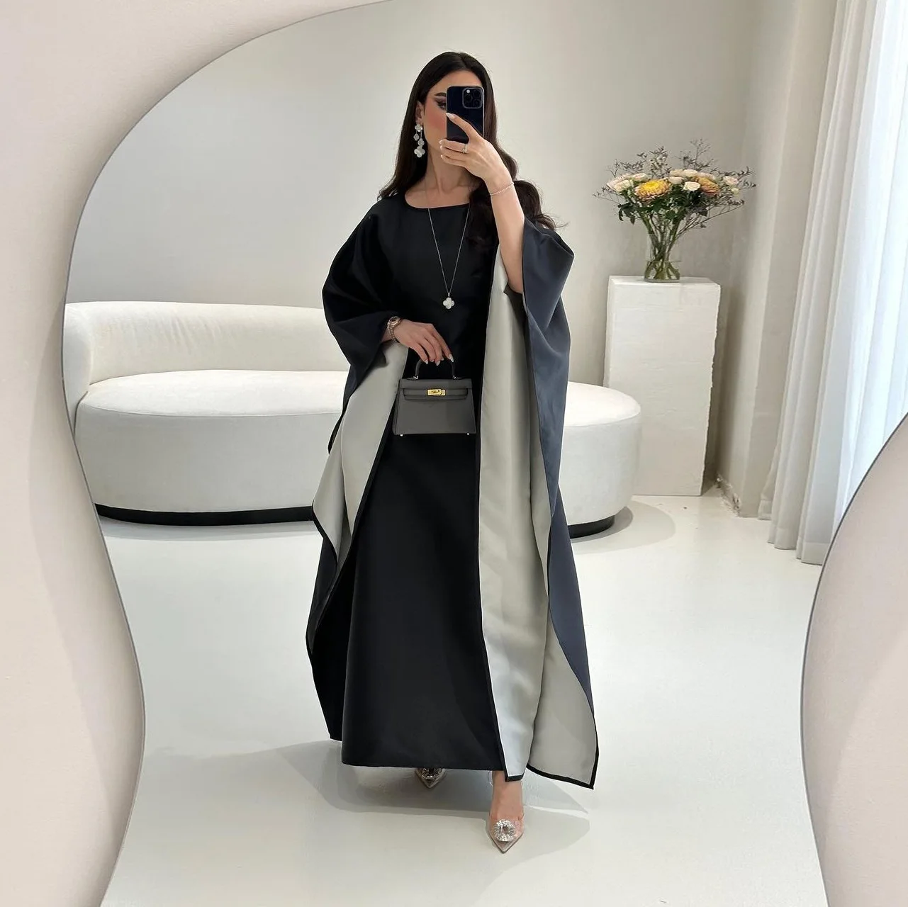 

Modest Abaya Women Muslim Malaysia Long Maxi Dress Turkey Batwing Sleeve Loose Kaftan Arab Dubai Islam Clothing Kaftan Caftan