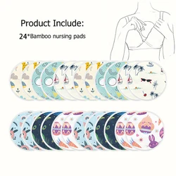 Reusable bamboo nursing pad for mum, washable and waterproof pads, soft and soft breast nursing pads for puerpera, 24 pcs/lot