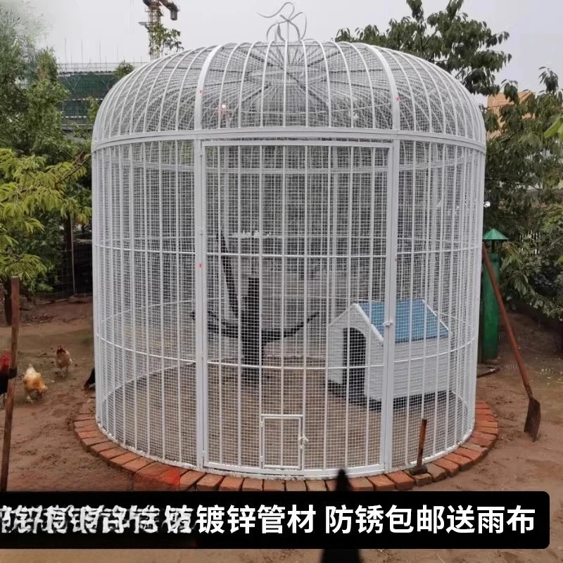 Wrought Iron Extra Large Netted Bird Cage, Parrot , Outdoor Large Oversized Giant , Decorative Peacock  Cage