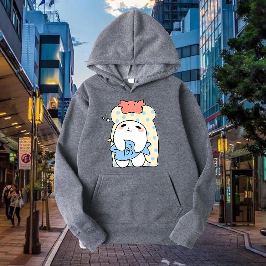 Sanrio Marumofubiyori męskie damskie bluzy z kapturem z hiphopowy sweter długim rękawem bluzy chłopcy dziewczęta jesienne topy płaszcze K