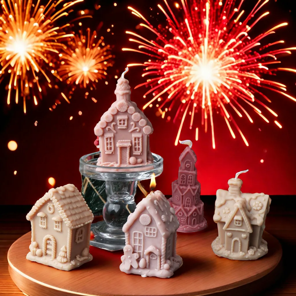 3D House Candle Mold DIY Wooden House Castle Silicone Mold Scented Candle Resin Plaster Making Tool Home Decor Christmas Gift