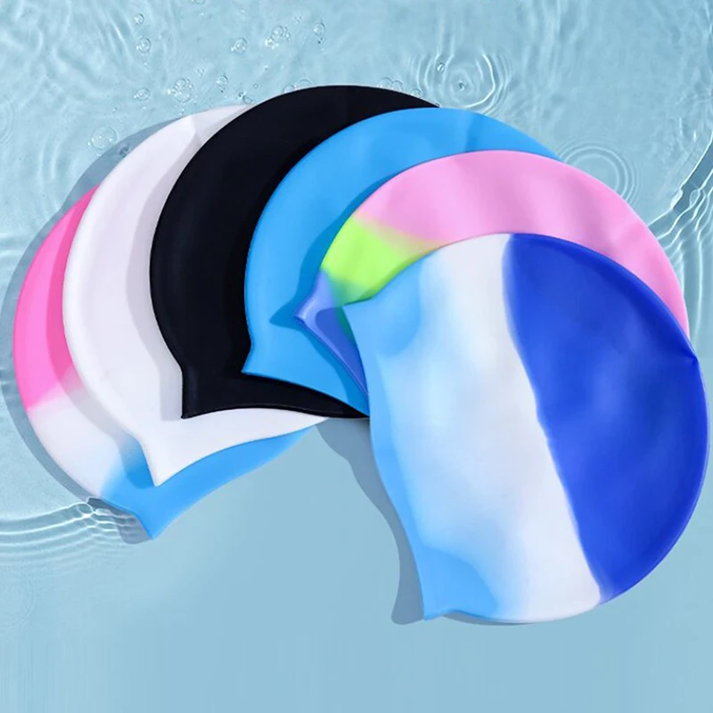 Swimming Pool Diving Hood Waterproof Silicone Swimming Cap Pool Supplies Men's and Women's Pool Cap Swimming Supplies