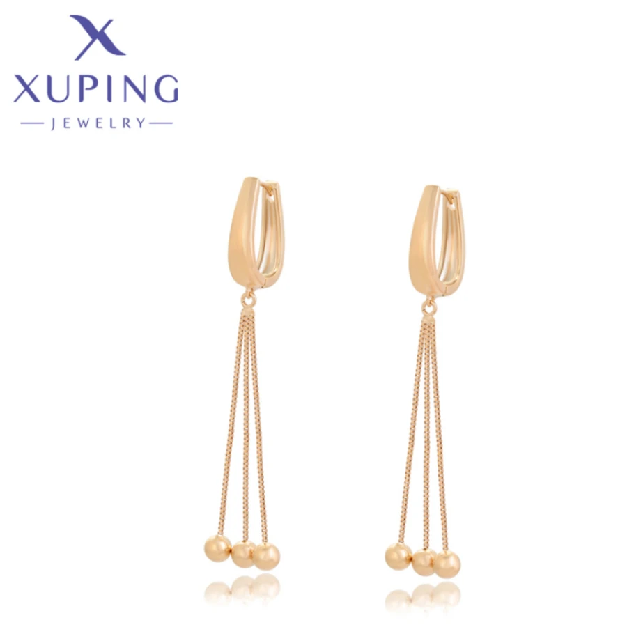 Xuping Jewelry New Exquisite Hang Ear Clips Gold Color Piering Sag Earrings for Women Unique Christmas Classics Gifts 14E2372702