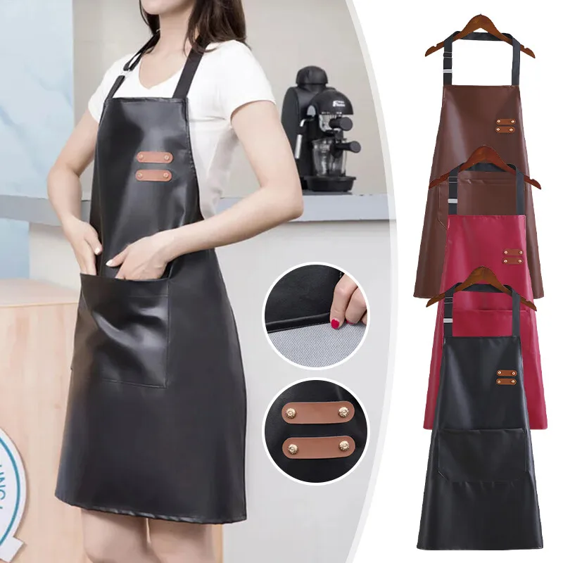 

Waterproof Oil Resistant Apron Men's Women's Kitchen Aprons Home Chef Baking Clothes Waterproof with Pockets Adjustable Apron