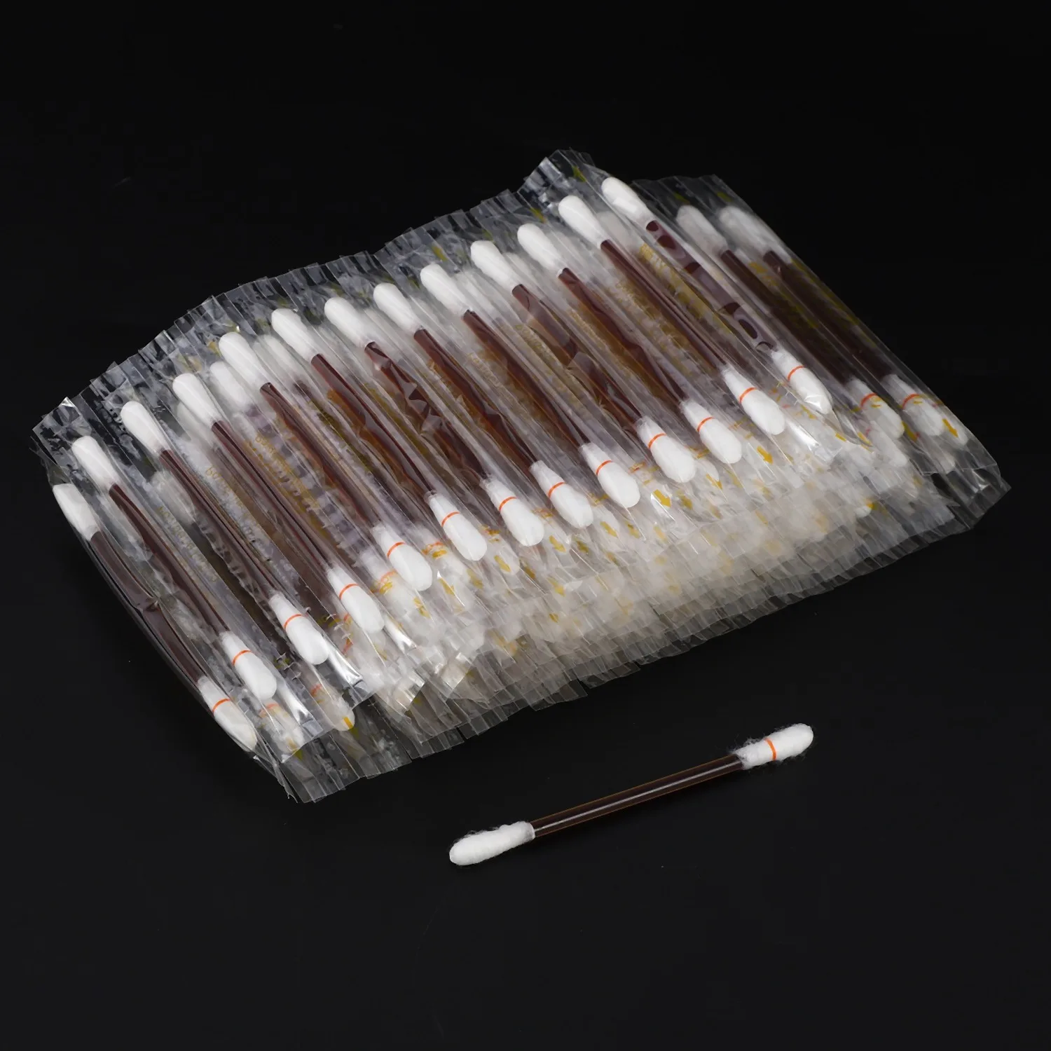 Cotonete descartável de algodão familiar, algodão de emergência, cotonete de iodo, cotonete desinfetado para crianças e adultos, 100pcs por conjunto