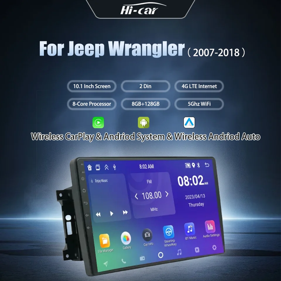 

2 Din Android 14 Car Radio for Jeep Wrangler 2007-2018 Stereo Carplay Car Multimedia Player 4GLTE+Wifi GPS Navigation Autoradio