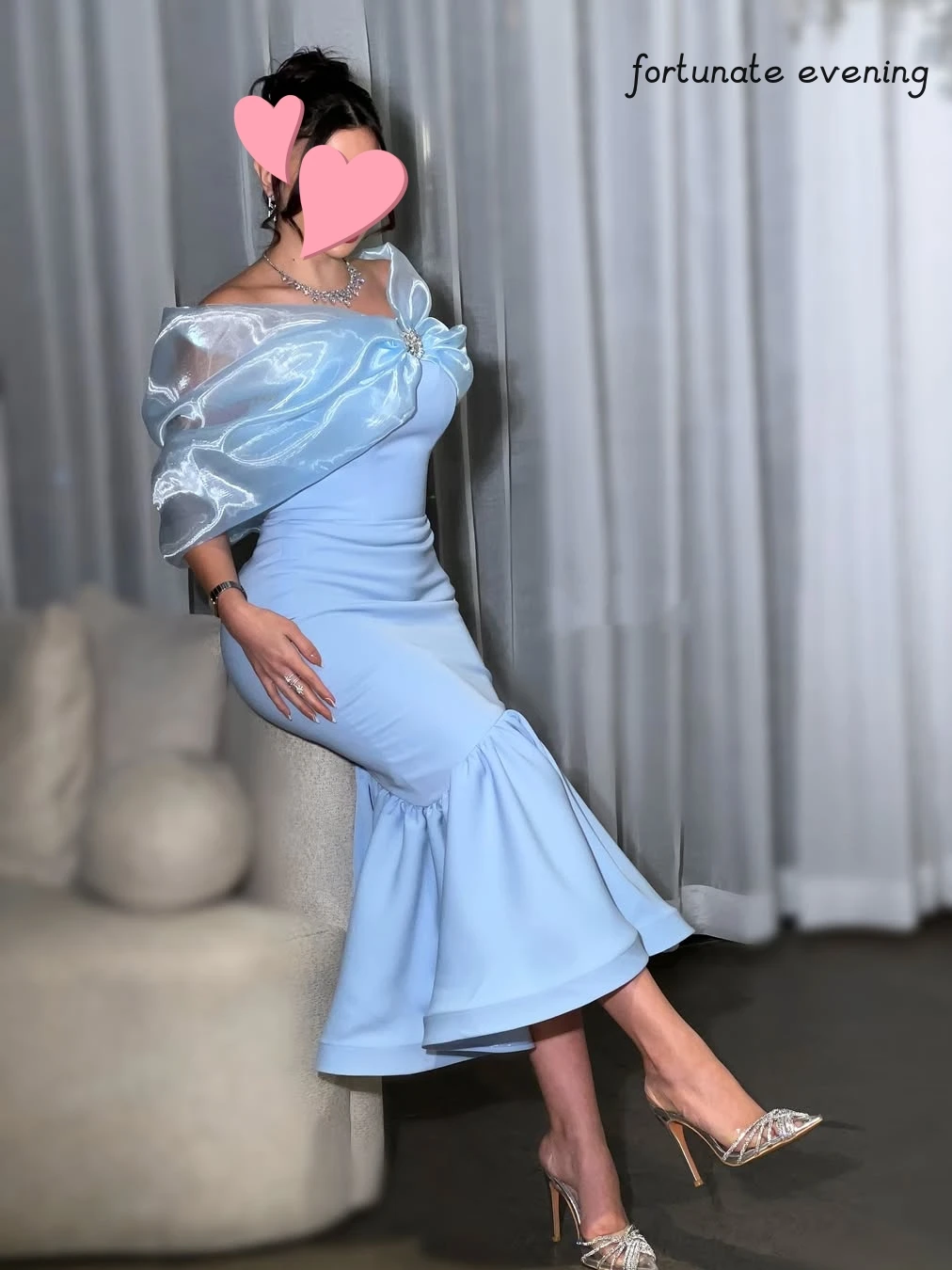 Szczęśliwy wieczór elegancki Vintage słodka niebieska syrenka kryształowa kokarda dostosuj formalną okazję sukienka na studniówkę suknie wieczorowe