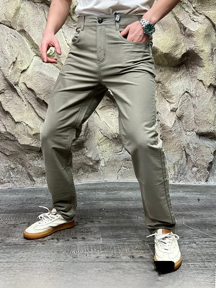 

Busin Casual Modal Blend Men's Slim Straight Leg Breathable Elastic Comfortable Autumn Leisure Pants Sli Luxury Sle