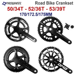 Prowheel 로드 바이크 크랭크셋, 자전거 스프로킷, 170 172.5, 175mm 속도, 8 9 10 11 12 속도, 50 T, 34T, 53 T, 39T, 52 T, 36T