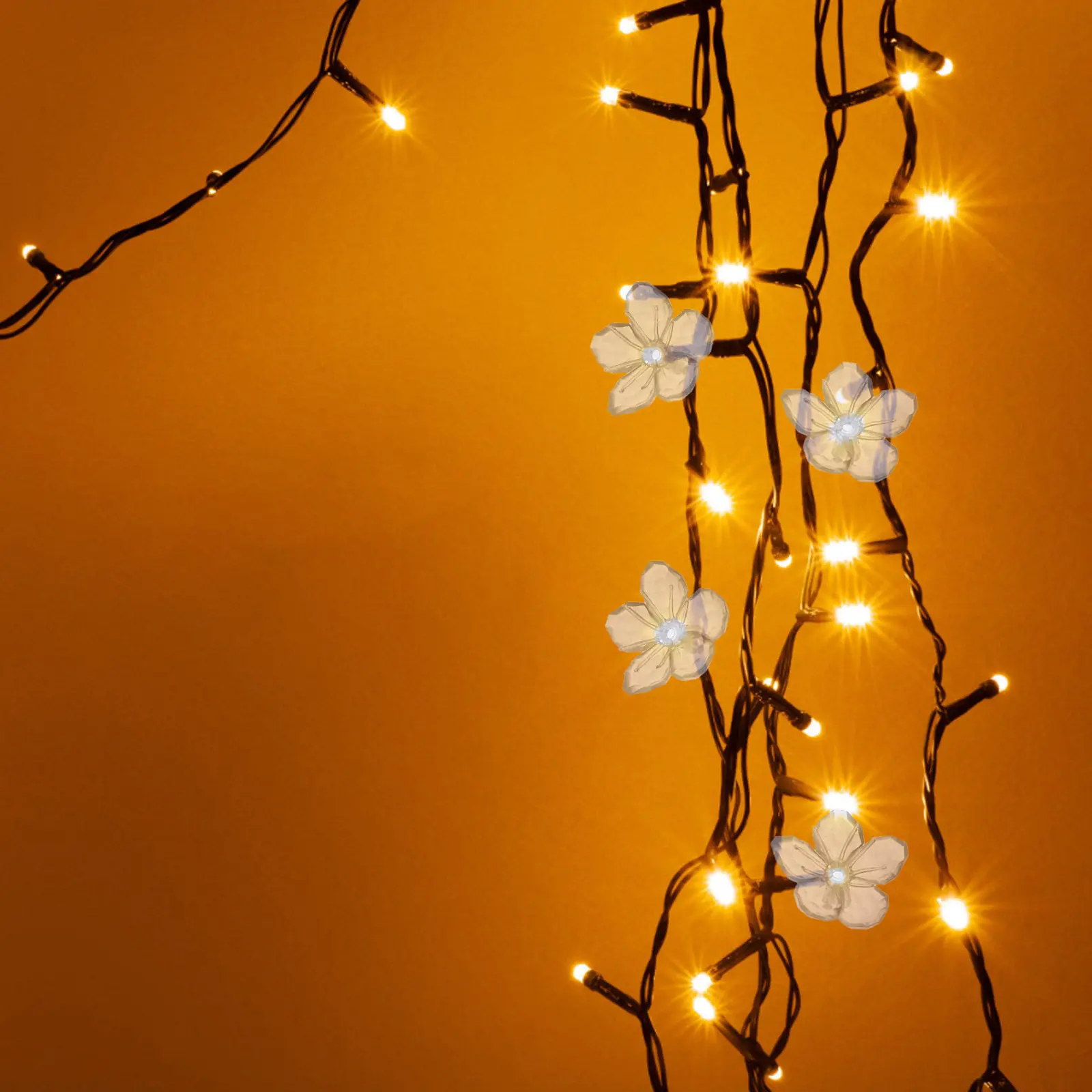 

80Pcs Cherry Blossom Flower String Lights Lamp Shade Plastic Decorative Wall Lamp Cover for LED String Lighting Bulbs Romantic