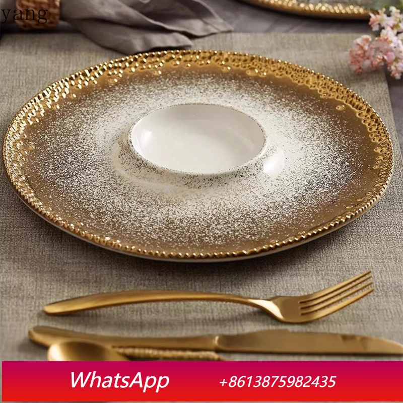 

LMM Home Creative Light Luxury High Sense Western Food Tableware Ceramic Volcano Plate