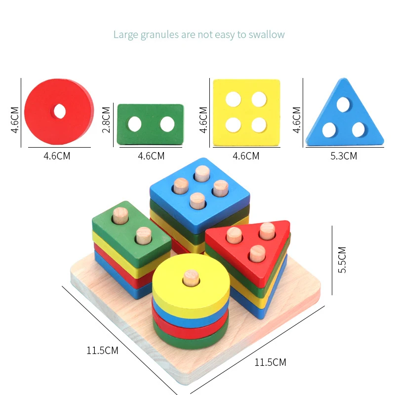 Montessori brinquedo de madeira blocos de construção mini tamanho brinquedos educativos para crianças formas coloridas aprendizagem precoce crianças quebra-cabeça brinquedos