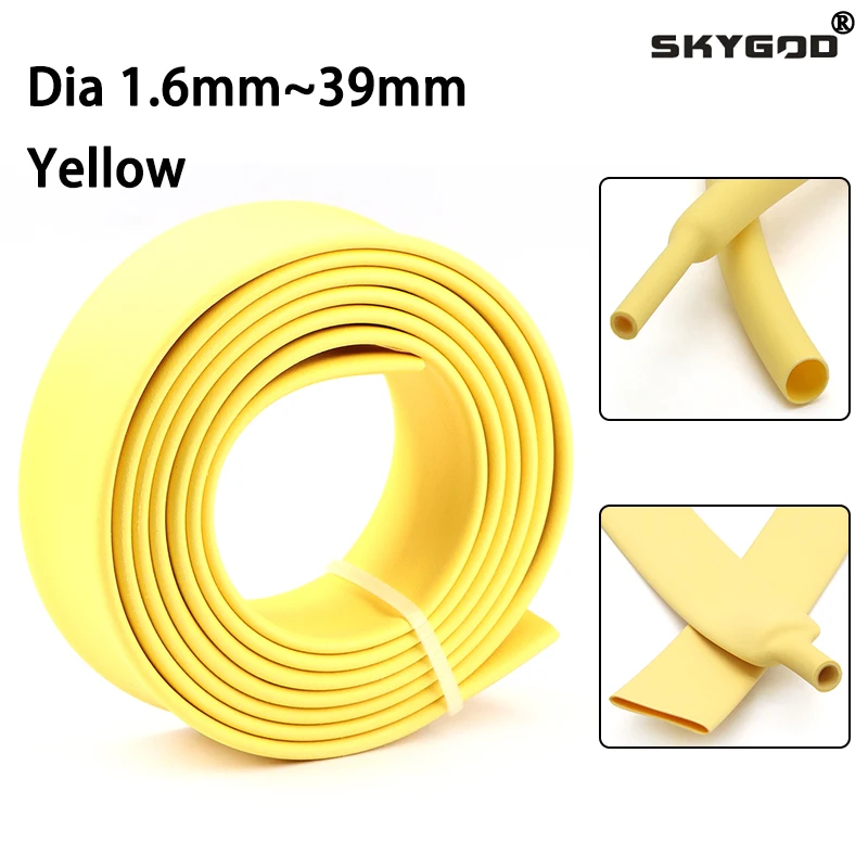 1~10m Yellow 1.6 ~ 39mm 3:1 Heat Shrink Tubing With Glue Double Wall Adhensive Lined Wire Polyolefin Cable Sleeve Waterproof