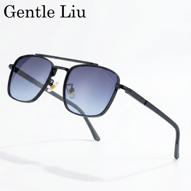 2026 Luxury Square Sunglasses Men Retro Double Bridge Metal Frame Driving Eyewear Vintage Sun Glasses For Male Outdoor Shades