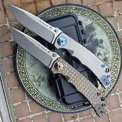 JUFULE Made Spartan Blade Folder Knife Titanium 60HRC Real D2 Mark MagnaCut Ceramic Bearing Pocket Camping Hunt Outdoor EDC Tool