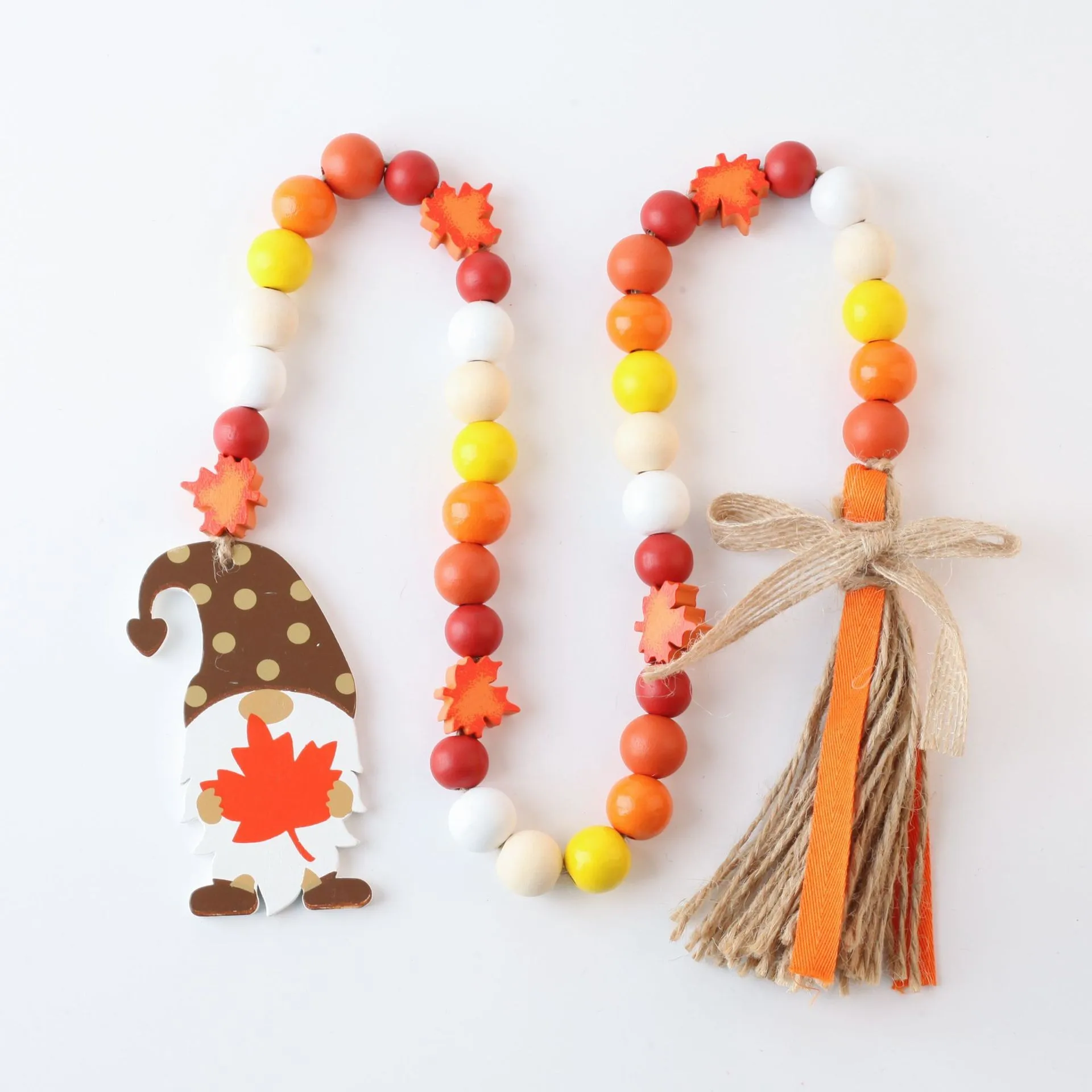 2023 Thanksgiving Wooden Tassel Beads Garland for Autumn Farm House Tiered Tray Decoration DIY Custom Crafts For Jewelry Making