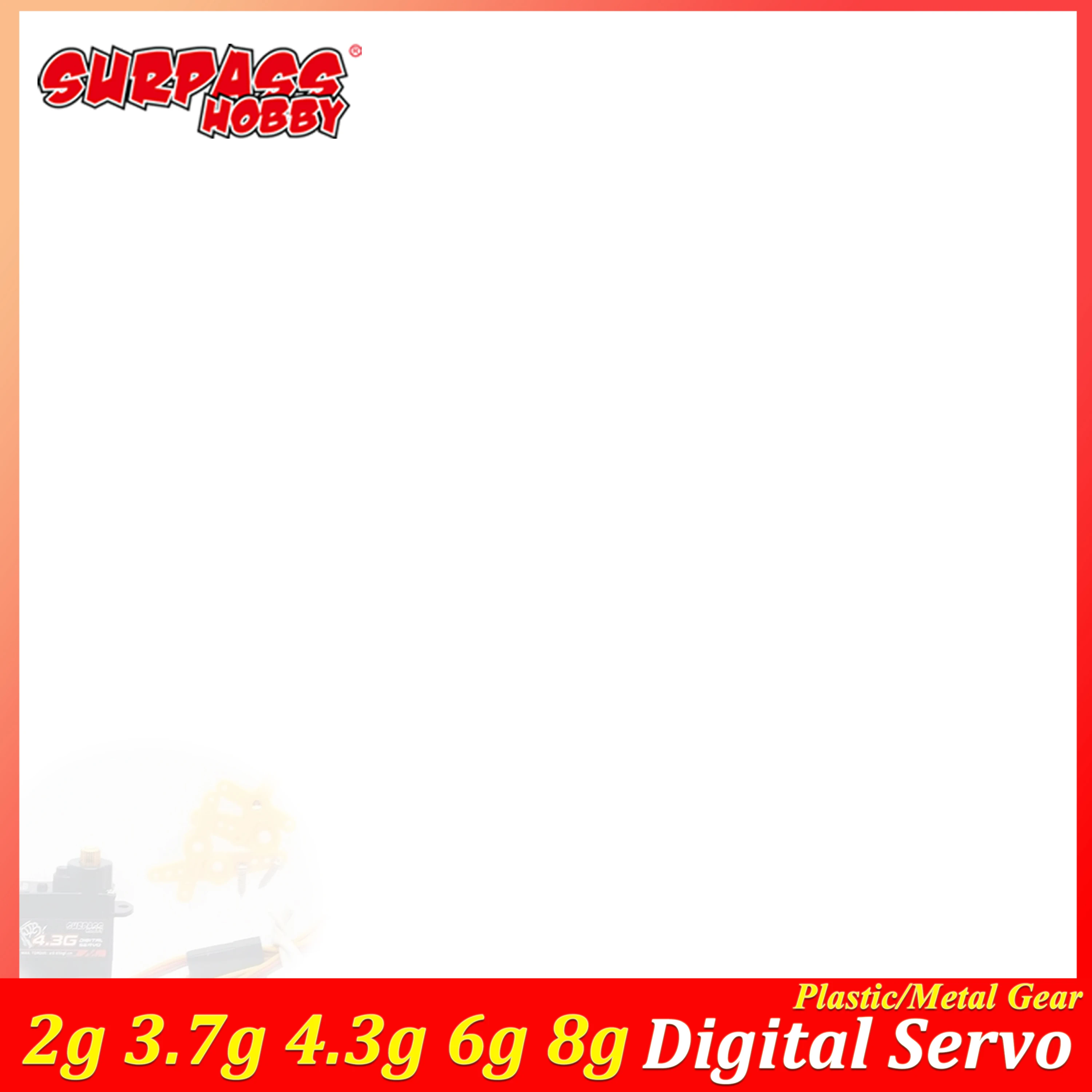 Surpass Hobby 2g 3.7g 4.3g 6g 8g Micro Digital Servo Plastic/Metal Gear for RC Plane Fixed-wing Helicopter Drone Model Toy Parts