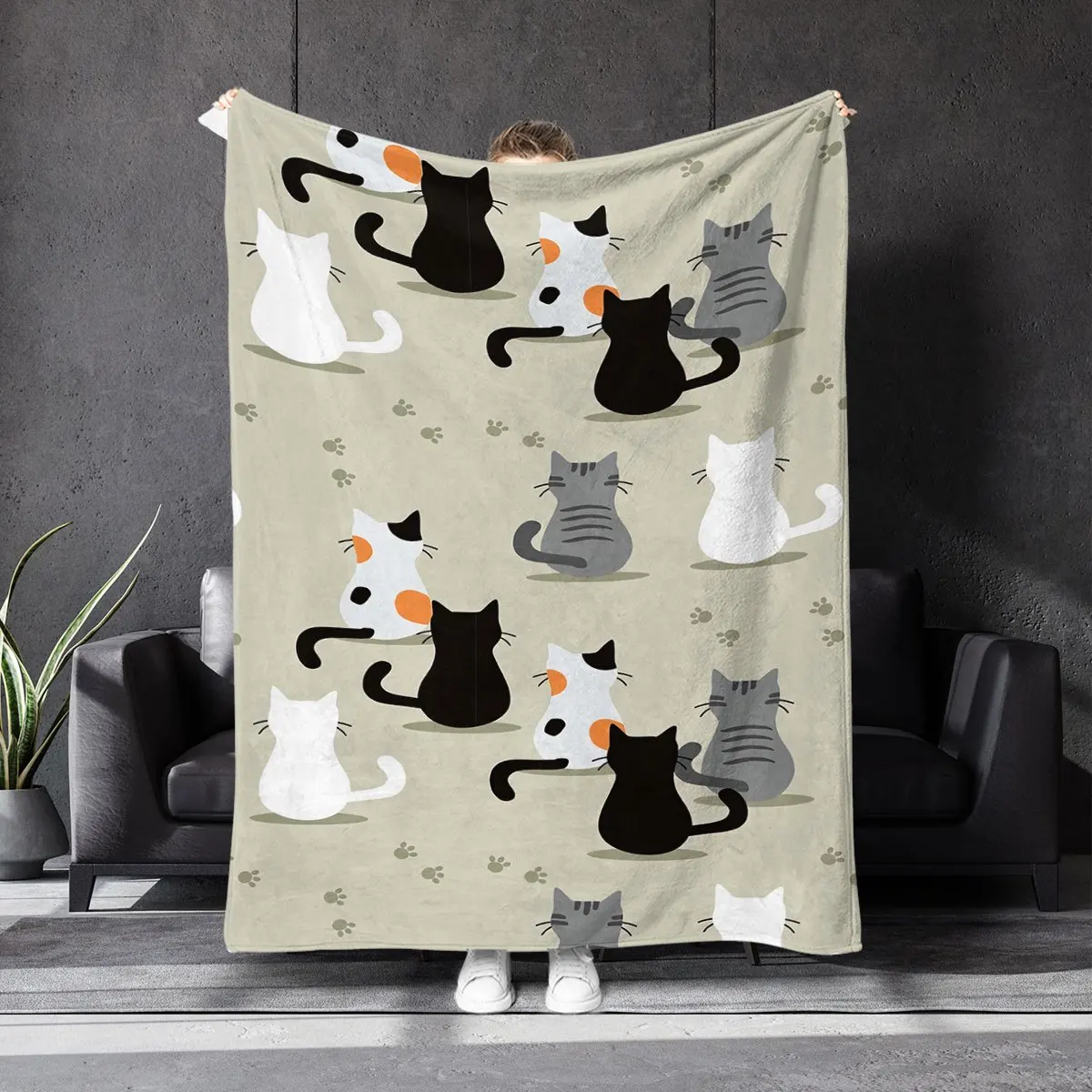 Blanket with a Cat Pattern, Perfect for Bringing Warmth to Your Home. It Makes a Great Gift for Family And Friends