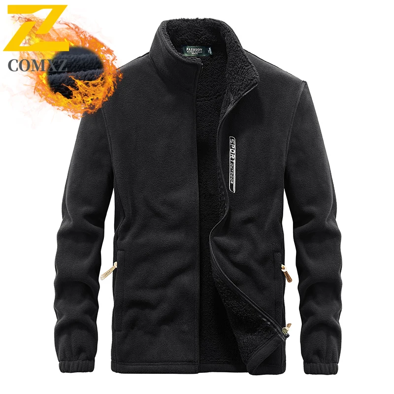 

Men's Thickened Jacket Winter Outdoor Warm Sports Fleece Coat Hiking Travel Windproof Soft Shell Autumn Casual Slim Fit Parka