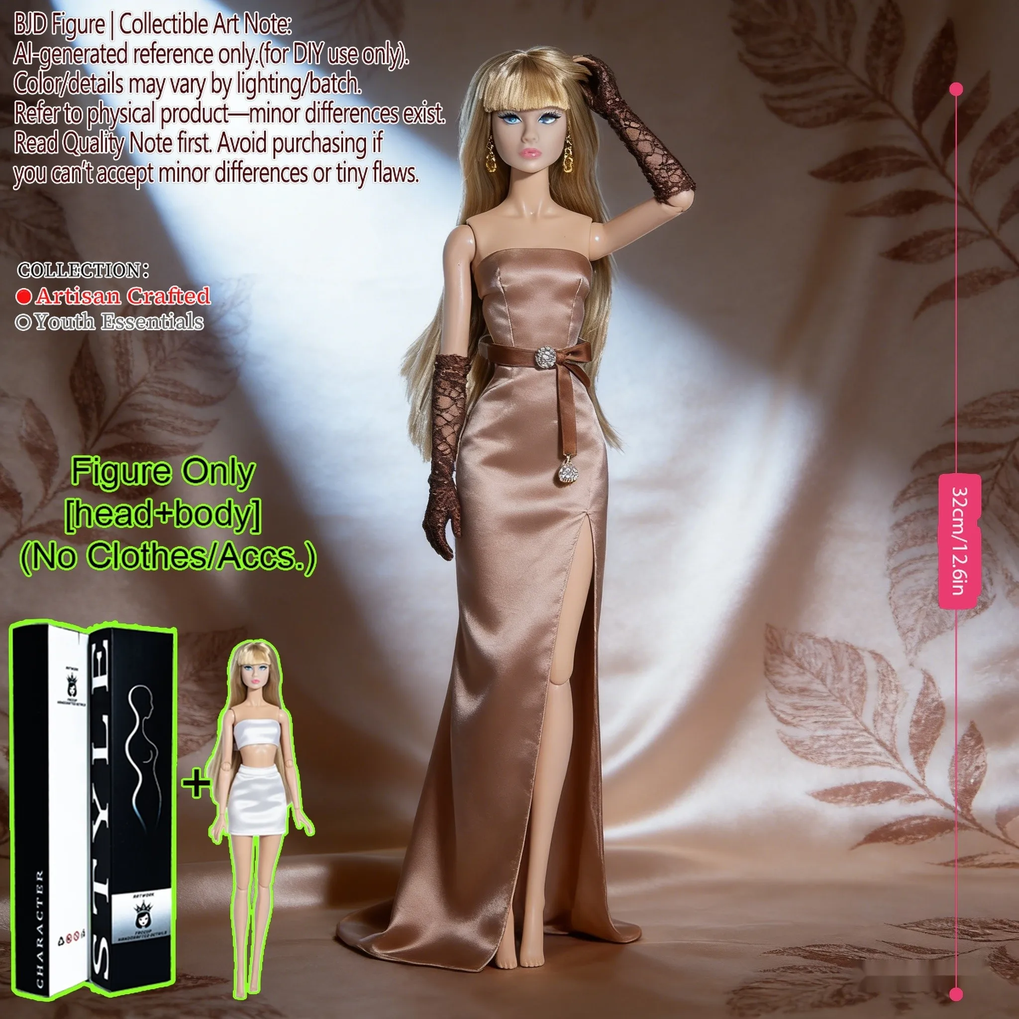 Collector-Grade 12-Joint BJD Super Model Doll, 12.6in 1/6 Scale, Realistic Makeup & Exquisite Features, Doll Only NoClo