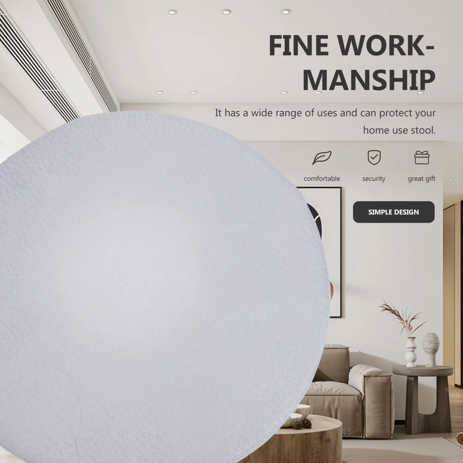 غطاء مقعد دائري بلون نقي، واقي مقعد سميك مقاوم للخدش لغطاء ديكور سطح البراز #6