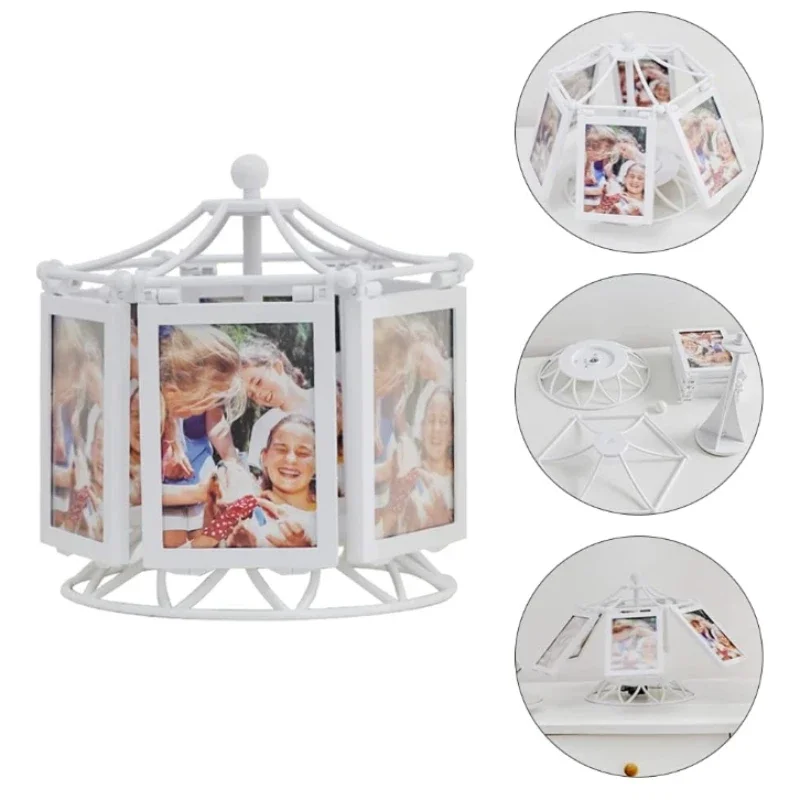 Vintage  Rotating Picture Music Photo Frame Desktop Picture Display Carousel Photo Display Holder for Home Decor Birthday Gifts