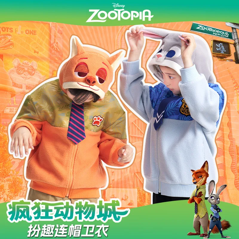 

Детская зимняя толстовка Disney Zootopia - флисовая куртка с персонажами Джуди Хоппс и Ника Уайлда, уютный пуловер с плюшевой подкладкой для мальчиков и девочек