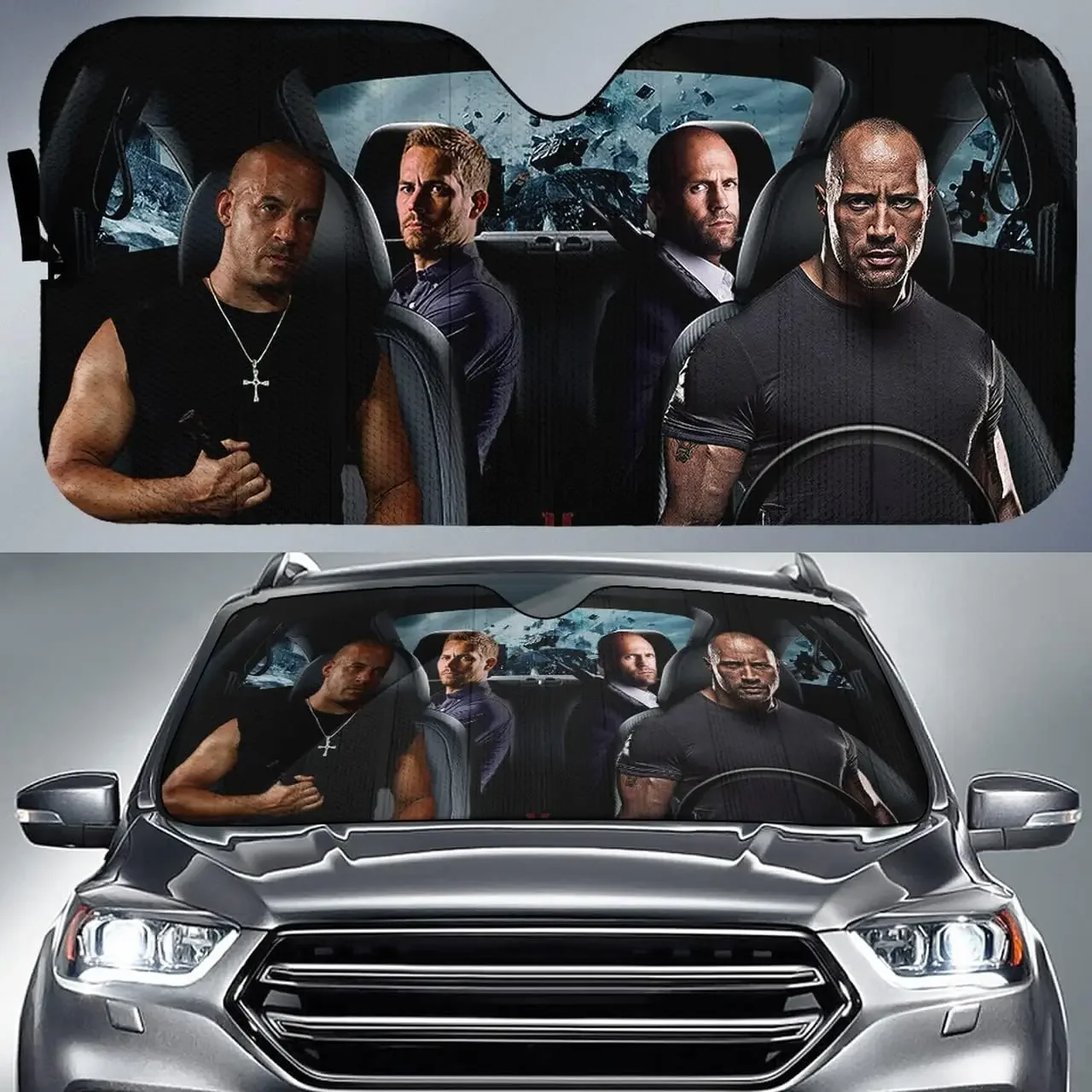 Fast and Furious Fan Sunshade Protection Automotive Interior Sun Protection Keep Car Cool Easy to Use for Most Sedans SUV