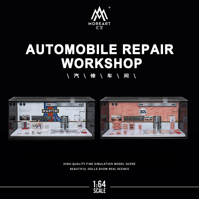 TIME MICRO MoreArt1:64 Diorama AutoMobile Repair Workshop PinkPig Martini Models