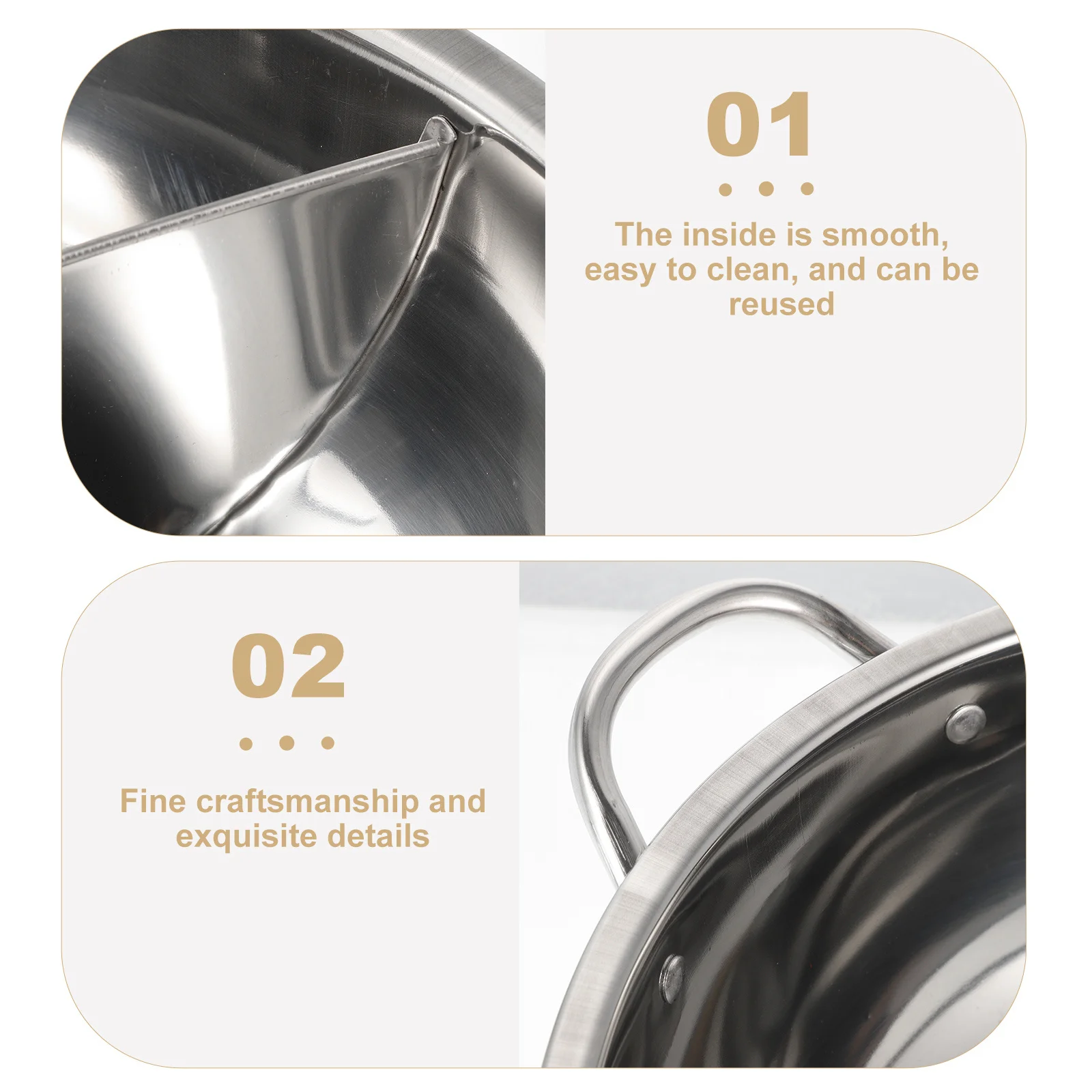 

1Set Stainless Steel Double Sided Hot Pot Two Flavor Hotpot Household Cooking Pan Compatible Induction Gas Stove