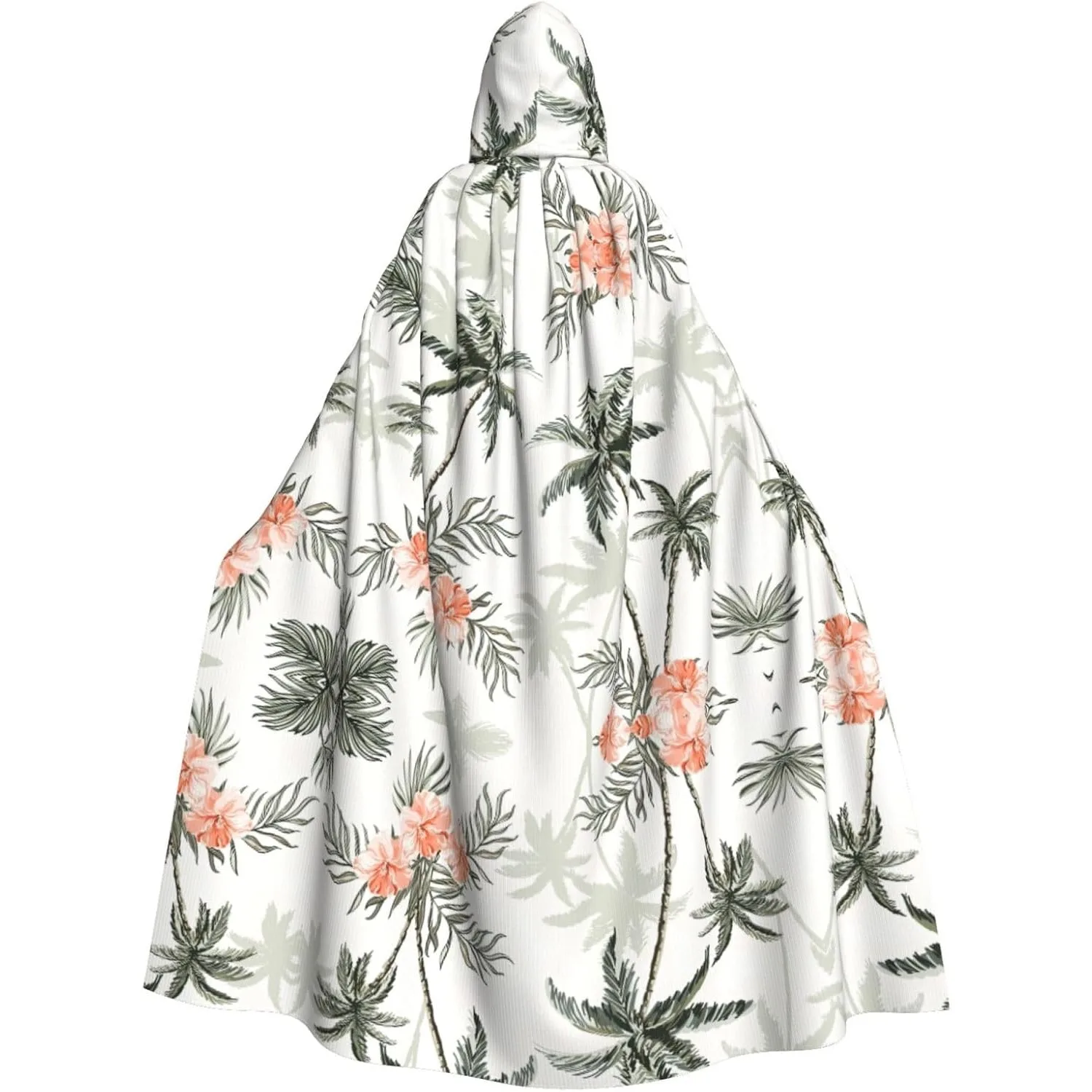 

Накидка с капюшоном и принтом тропических пальмов для взрослых, карнавальная праздничная накидка, халат для косплея, костюм для вечеринки, готический карнавал