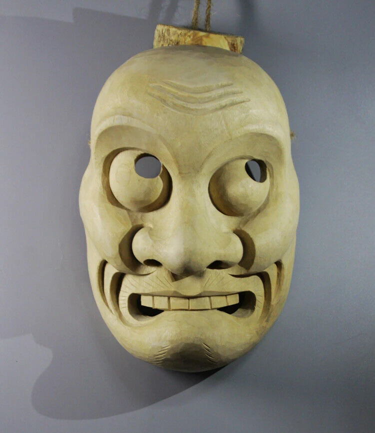 QH069 - 20x15x8.5 Hand Carved Japanese Elder Noh Mask