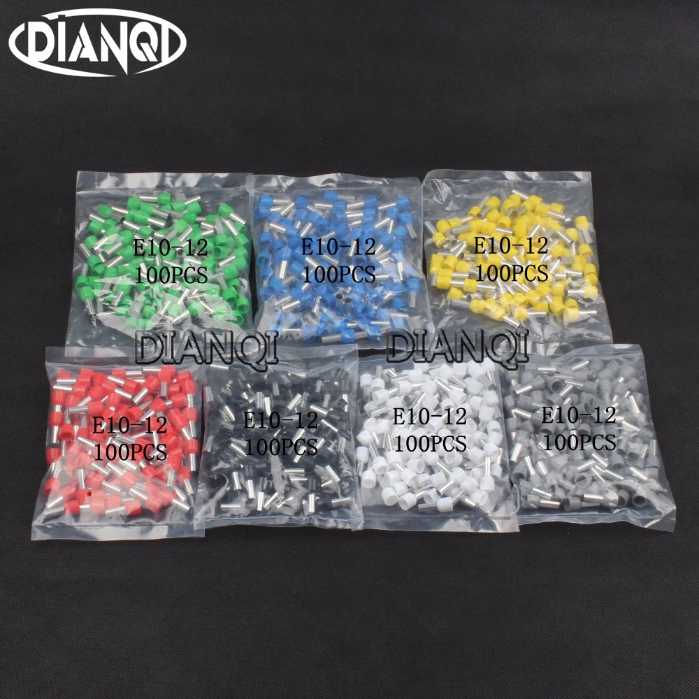 E10-12 Tube insulating Insulated terminals 10MM2 Cable Wire Connector 1000PCS/Pack Insulating Crimp Terminal Connector