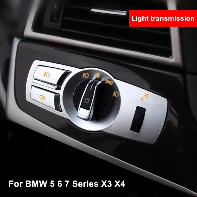 ABS Chrome Headlight Switch Control Panel Fog Light Switch Button Replacement For BMW 5 6 7 Series X3 X4 F10 F11 F18 F25 F01 F02