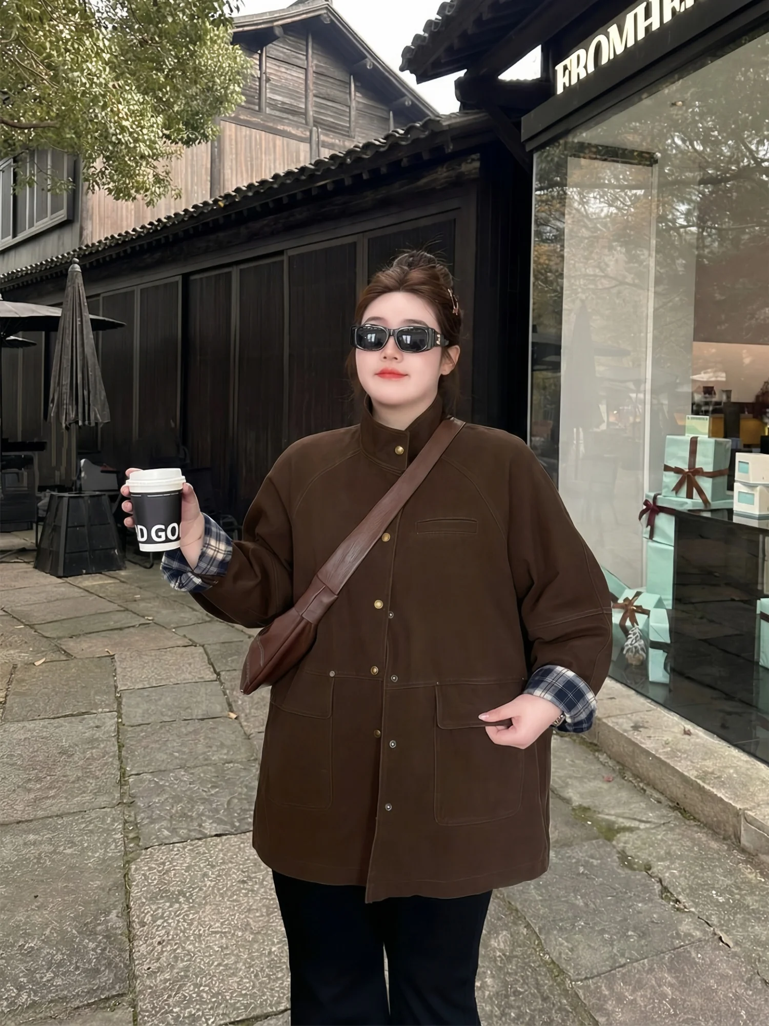 

Casual Fashionable Large Size Women's Jacket Coat Spring New Style Turn-down Collar Retro Workwear Loose Comfortable Top