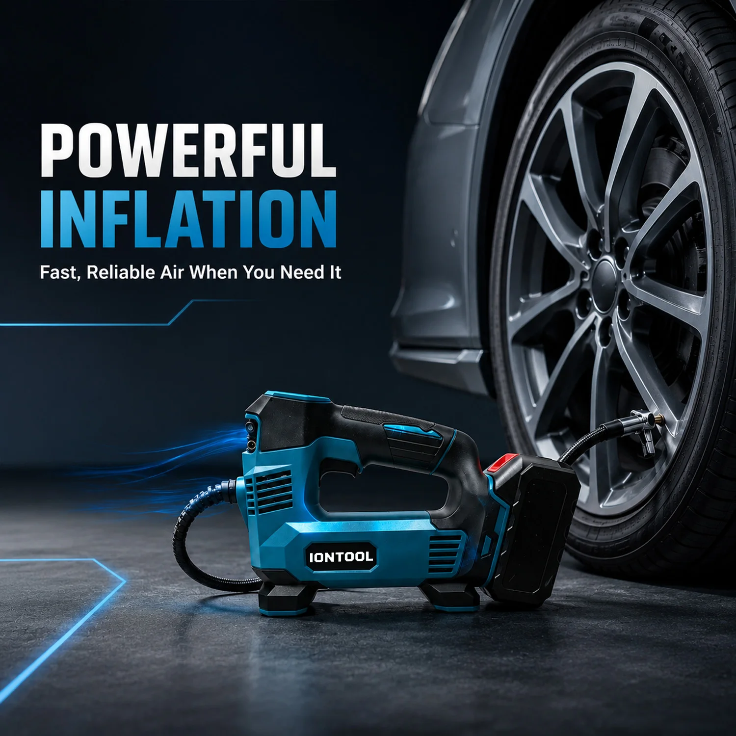 IONTOOL Portable Cordless Air Pump 140W Tool For Home Daily Use Road Trip Tire Quick Inflation Multi‑purpose Air Filling Device