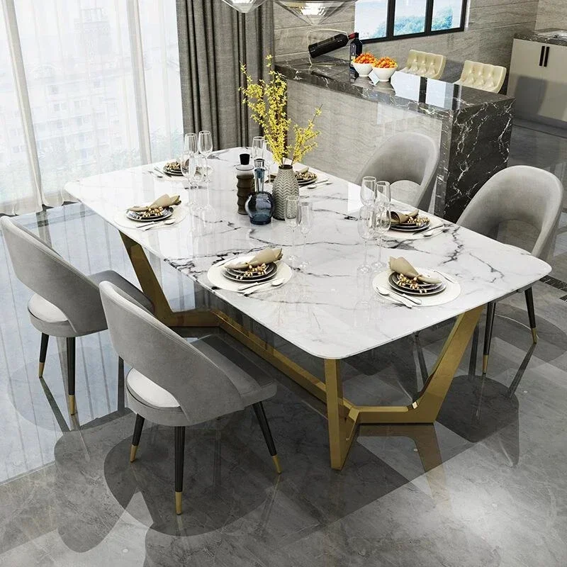 Premium Advanced  Mavisun Nordic Stainless Steel Dinette Combination Simple Designer Creative Luxury Rectangular