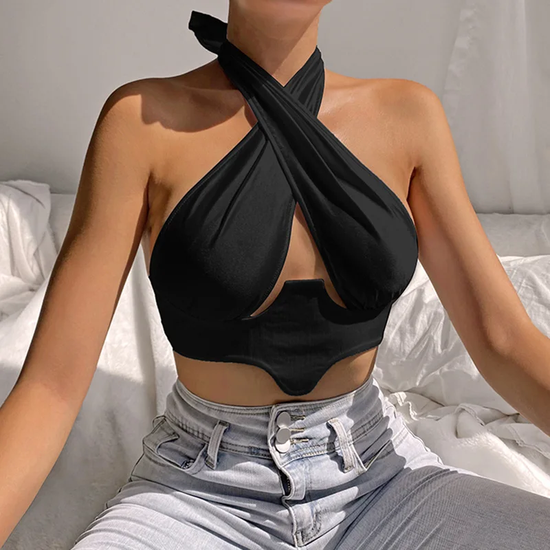 

Mesh Printed Camisole For Women's Clothing 2021 Summer New Slim Fit Lace V-Neck Brown Tank Top