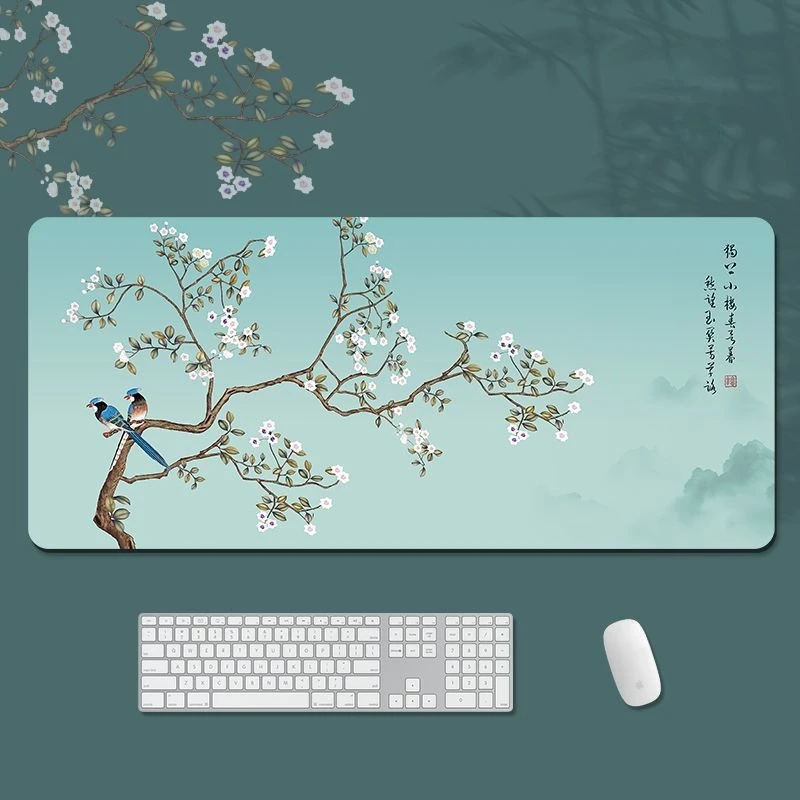 Flower Bird Landscape Mouae Pad Keyboard Mat 900x400 Anti-Slip Rubber Large Desk Mat Office Home Mouse Pad for Laptop Computer