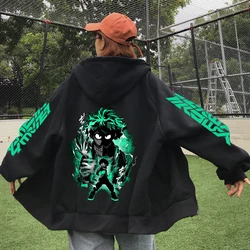 Midoriya Izuku My Hero Academia Anime Print Zipper Hoodies Men Women Loose Casual Fleece Sweatshirt Mnaga  Zip Up Jacket Coats