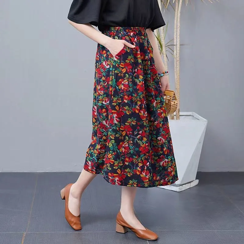 التنانير النسائية الصيفية الكلاسيكية موضة مريحة الكورية نمط ألف خط مزاجه خمر Mujer Faldas كل مباراة الجمالية فام