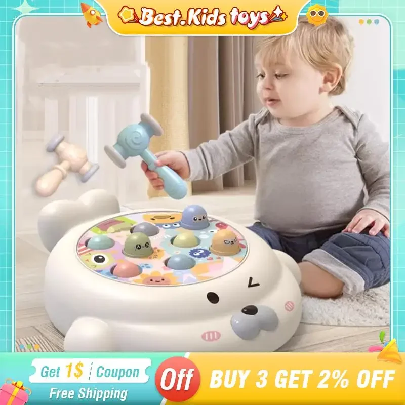 

Montessori Seal Whac-A-Mole Toys Lights Musical Knocking Game Childhood Education Infants Animal Board Hammer Game Kids Toys