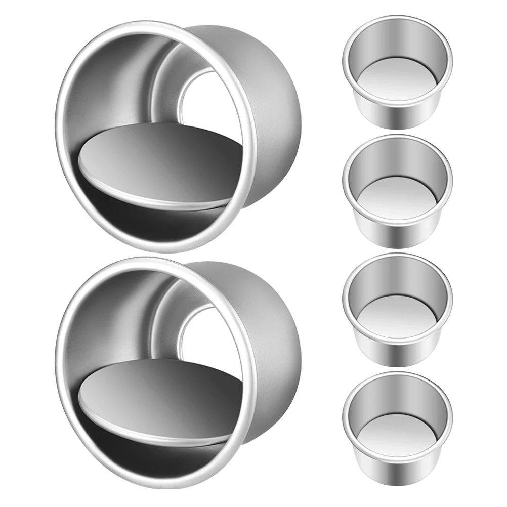 

6pcs Aluminum Alloy Round Cake Mold Removable Bottom Easy Release Baking Pan Set Suitable Home Kitchen Cafe Bakery