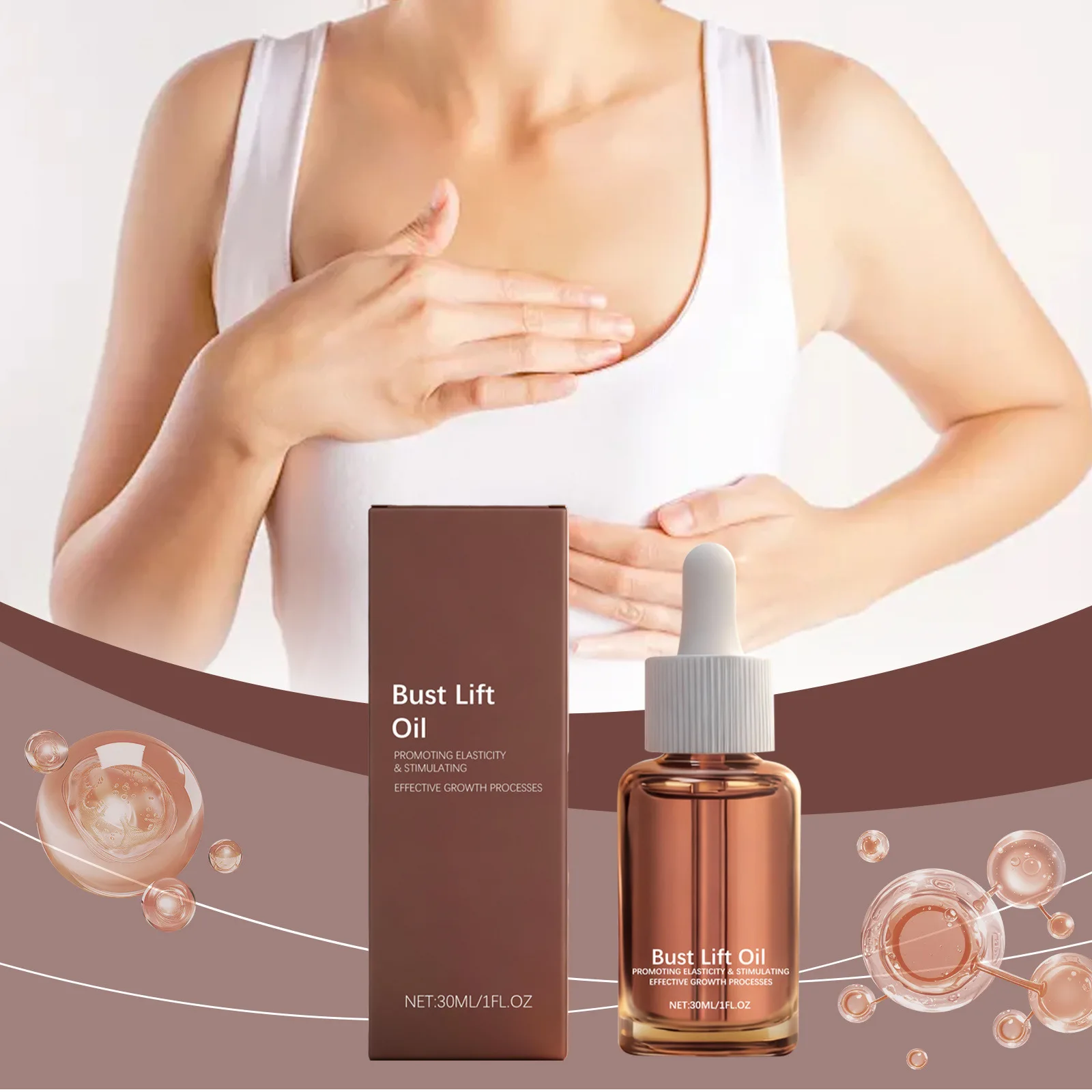 Bust lift oil chest care essential oil, gentle and plump elastic moisturizing refreshing chest massage essential oil