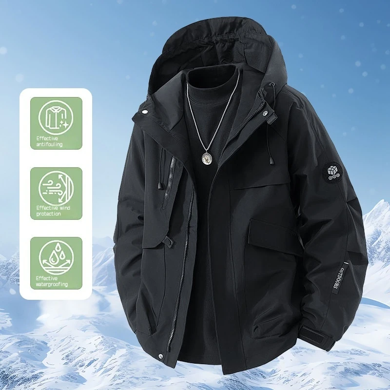 Paar Herbst Windjacke mit Kapuze Plus Size Funktionelle Bergsteigen Angeljacke Wasserdicht Winddicht Multi Pocket Outdoor