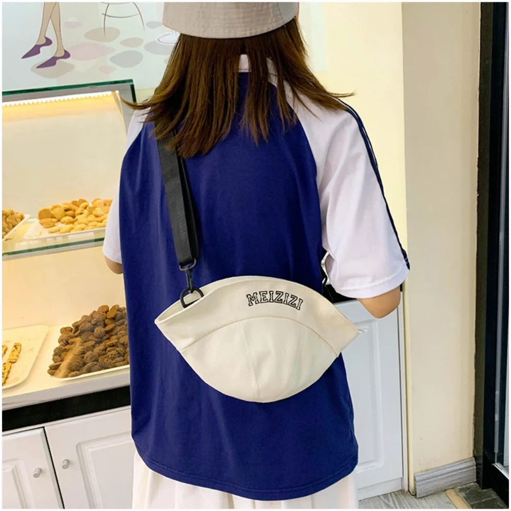 

Cute Canvas Fisherman's Hat Shape Bag Large Capacity Casual Sport Chest Bag Fashion Leisure Handbag Daily