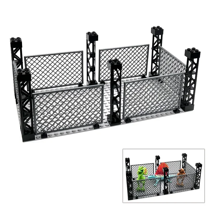 MOC Military Fence Protection Net Building Blocks Accessories Compatible Dinosaur Cage Assemble Self-Locking Bricks Toys